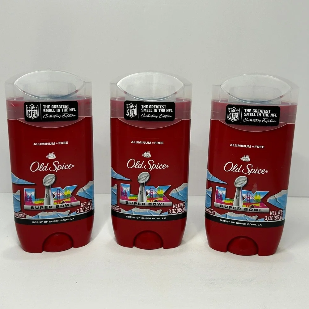Old Spice Super Bowl LVIII Collector's Edition Deodorant Aluminum Free Lot of 3